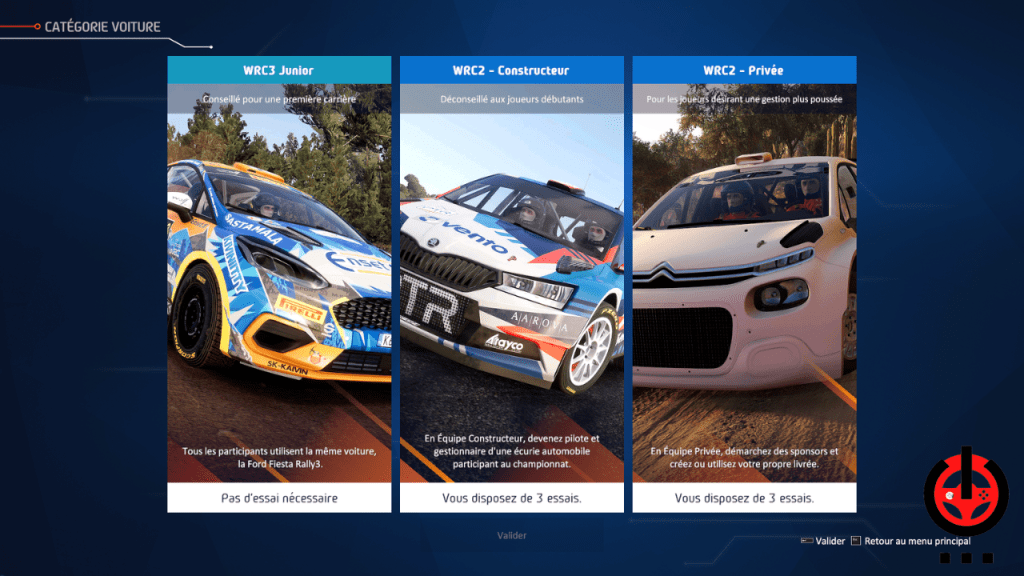 Les trois modes carrières de WRC générations