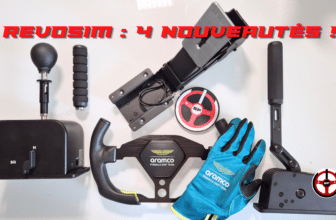 Revosim lance 4 nousveaux produits sim racing. Un frein à main Load cell, un shifter H et Sequentiel, un volant Aston Martin Aramco et une pédale d'embrayage pour son pédalier.